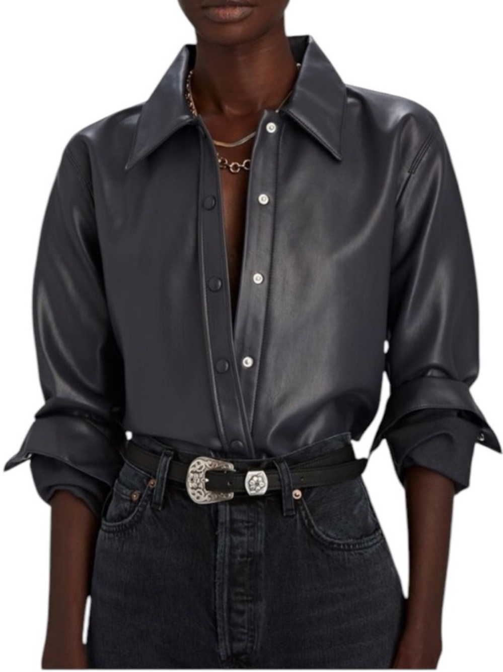 AGOLDE calla faux leather shirt